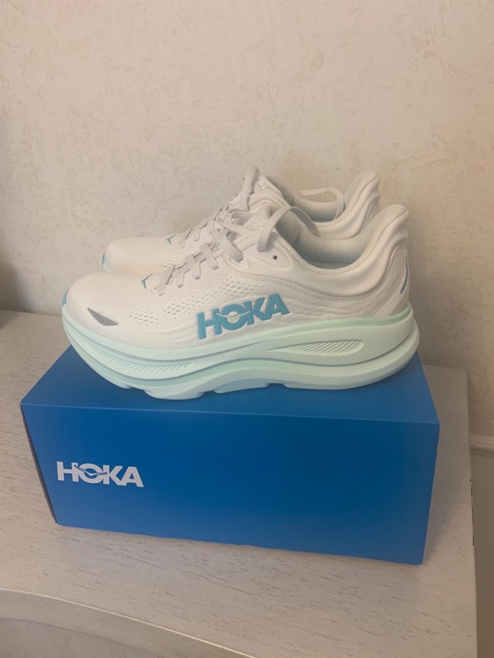 Women’s Mint Green and White HOKA Sneakers, Size 9B - Picture 7 of 9